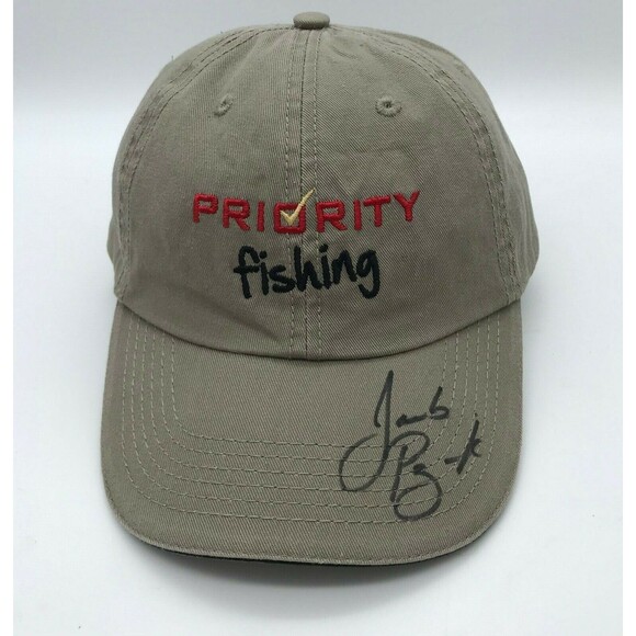 Priority Fishing Tournament Khaki Strapback Logo Cap Signed by Jacob Powroznik - Picture 4 of 10